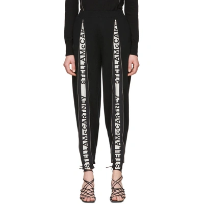 Shop Stella Mccartney Black Wool Zip Logo Lounge Pants In 1000 Black