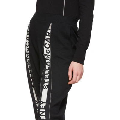Shop Stella Mccartney Black Wool Zip Logo Lounge Pants In 1000 Black