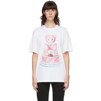 Shop Moschino White Teddy Cake T-shirt In V1001 White