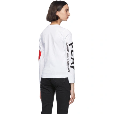 Shop Comme Des Garçons Play White Big Heart Long Sleeve T-shirt