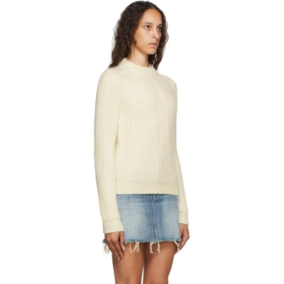 Shop Saint Laurent White Crewneck Sweater In 9502 Ecru