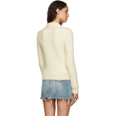 Shop Saint Laurent White Crewneck Sweater In 9502 Ecru