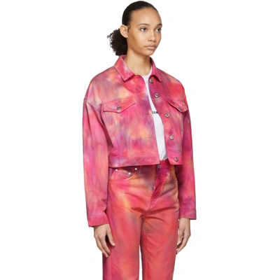 Shop Msgm Pink Denim Tie-dye Jacket In 12 Pink