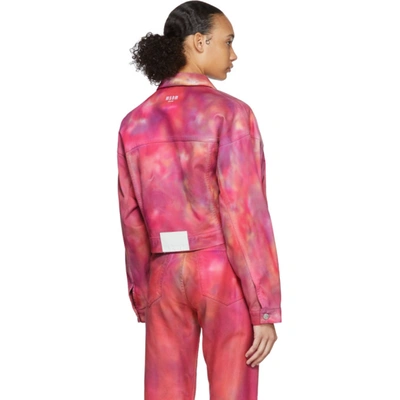 Shop Msgm Pink Denim Tie-dye Jacket In 12 Pink