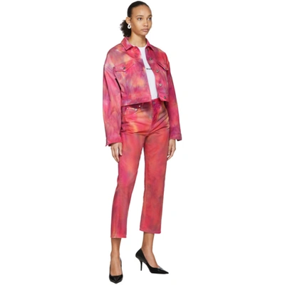 Shop Msgm Pink Denim Tie-dye Jacket In 12 Pink