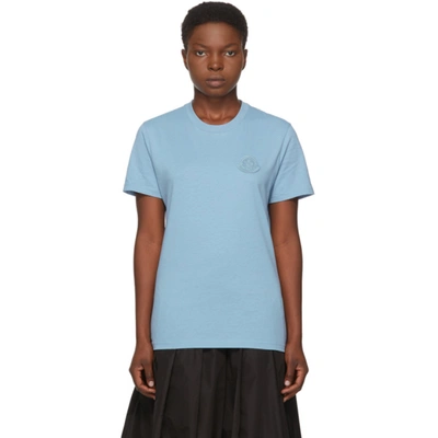 Shop Moncler Blue Logo T-shirt In 715 Blue