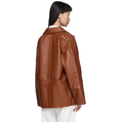 Shop Kassl Editions Reversible Brown Leather Jacket In Cognac