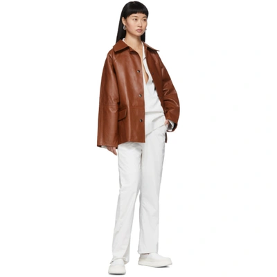 Shop Kassl Editions Reversible Brown Leather Jacket In Cognac