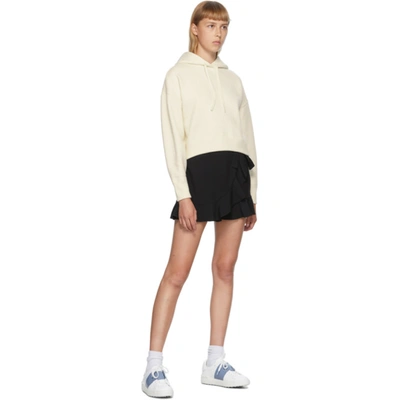 Shop Valentino Off-white Cropped Hoodie In A03 Avorio