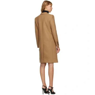 Shop Saint Laurent Tan Cashmere Chesterfield Coat In 2612 Camel