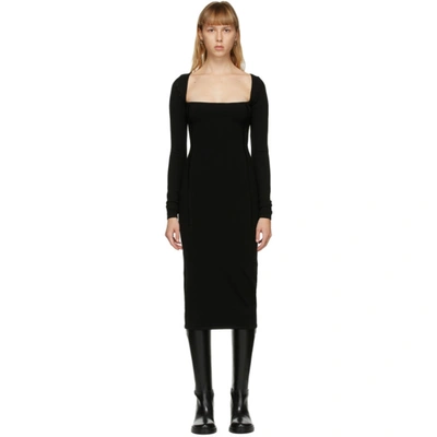Shop Ann Demeulemeester Black Merino Square Neck Dress In 099 Black