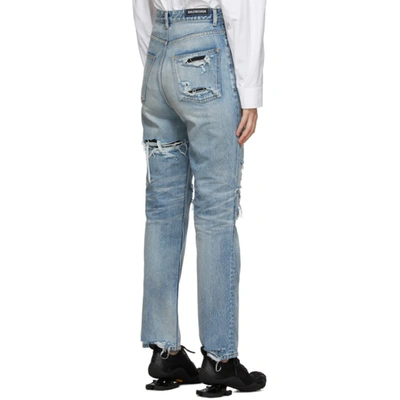 Shop Balenciaga Blue Ripped Jeans In 2164 Blue