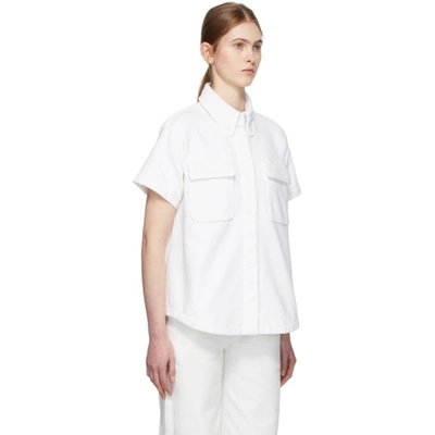 Shop Mm6 Maison Margiela White Towelling Two Pocket Short Sleeve Shirt In 101 Offwhit