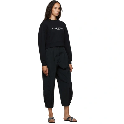 Shop Givenchy Black 'paris' Logo Cropped Sweatshirt In 001 Black