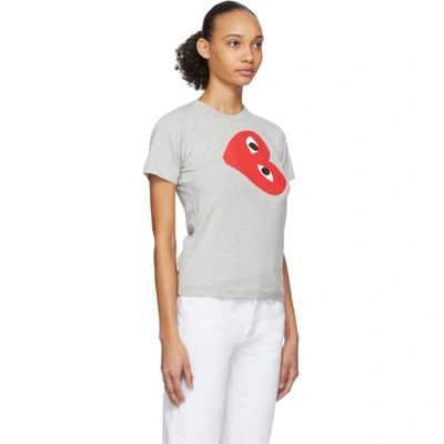 Shop Comme Des Garçons Play Grey Sideways Heart T-shirt