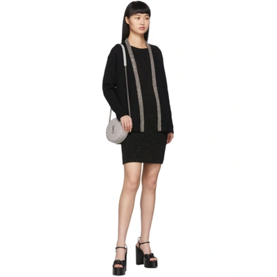 Shop Saint Laurent Black Oversized Wool Embroidered Cardigan In 1067 Black