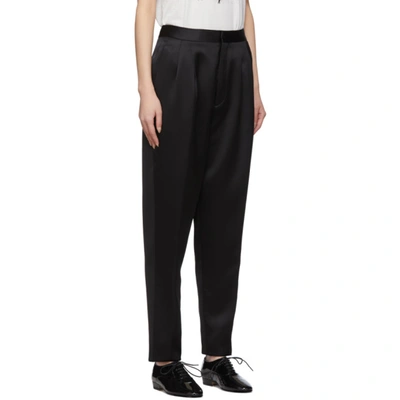 Shop Saint Laurent Black Satin Trousers In 1000 Black