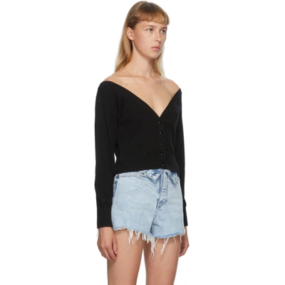 Shop Alexander Wang Black Fitted Cropped Cardigan In 001 Black