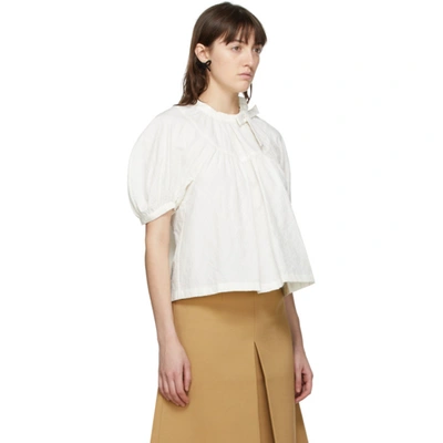 Shop Shushu-tong Shushu/tong Off-white Floral Round Sleeve Blouse In Wh100 White