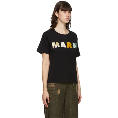 Shop Marni Black Patchwork Logo T-shirt In 00n99 Black