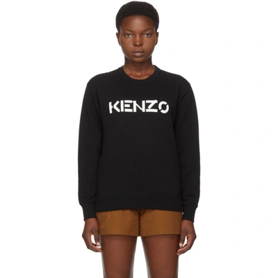 Shop Kenzo Black Brushed Logo Sweatshirt In 99 Black