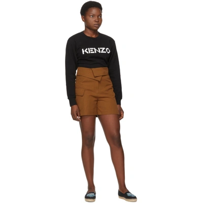 Shop Kenzo Black Brushed Logo Sweatshirt In 99 Black