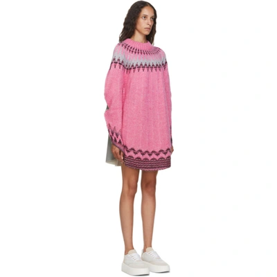 Shop Mm6 Maison Margiela Pink And Grey Fair Isle Dress In 002f L Pink