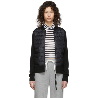 Shop Moncler Black Down Knit Combo Jacket In 999 Black