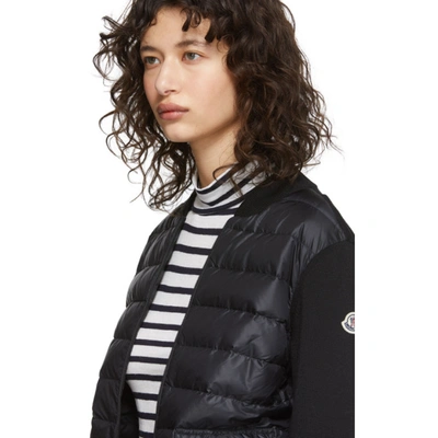 Shop Moncler Black Down Knit Combo Jacket In 999 Black