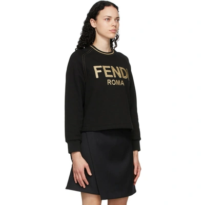 Shop Fendi Black Embroidered Logo Sweatshirt In F0gme Black
