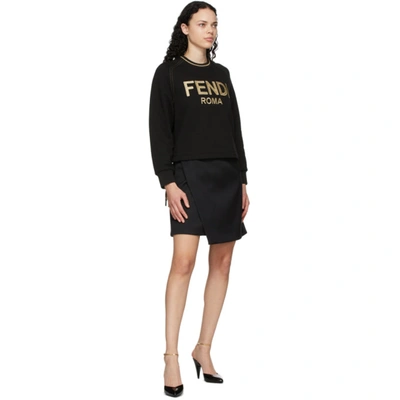 Shop Fendi Black Embroidered Logo Sweatshirt In F0gme Black