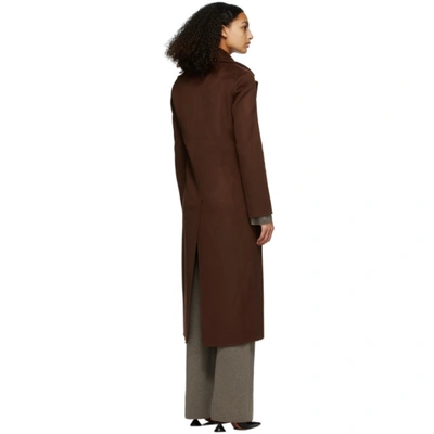 Shop Nanushka Burgundy Wool Lana Coat In Cinnamon Br