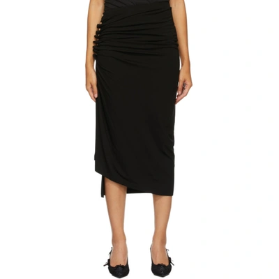 Shop Rabanne Black Asymmetric Ruched Skirt In P001 Black