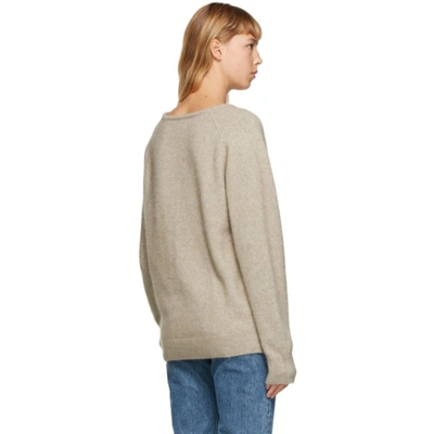 Shop Amomento Beige Raccoon Yarn V-neck Sweater