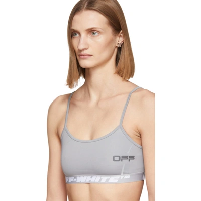 Shop Off-white Grey 'off' Active Bra In Light Grey