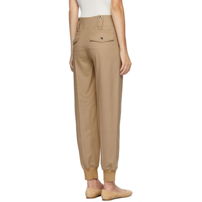 Shop Chloé Chloe Beige Wool Straight Cargo Trousers In 278 Beige