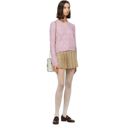 Shop Gucci Pink Wool Gg Crochet Cardigan In 5018 Rose