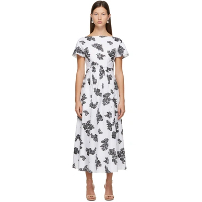 Shop Erdem White Fil Coupé Fraser Dress In White/black