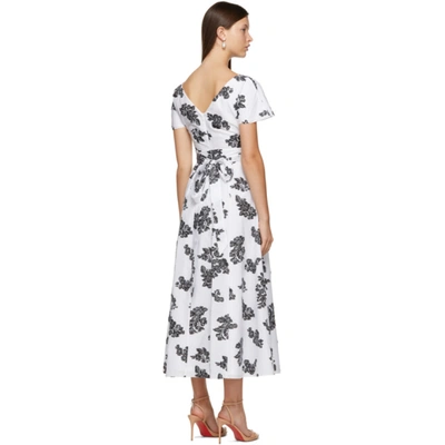 Shop Erdem White Fil Coupé Fraser Dress In White/black