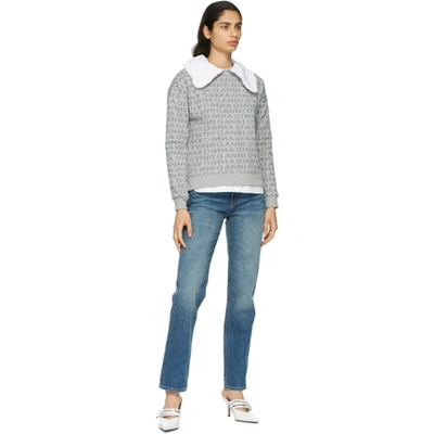 Shop Ganni Grey Jacquard Isoli Sweatshirt In 921 Paloma