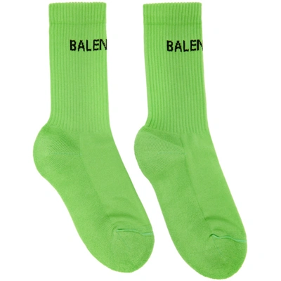 Shop Balenciaga Green Logo Tennis Socks In 3760 Green