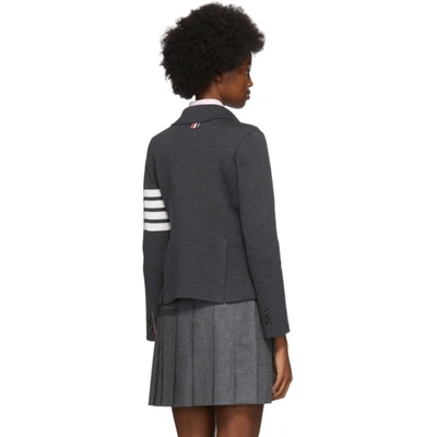 Shop Thom Browne Grey Wool 4-bar Double-breasted Jacket In 025 Drkgry