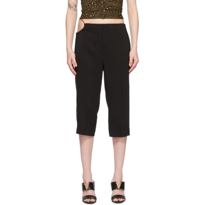 Shop Versace Black Cropped Ring Detail Trousers In A1008 Black