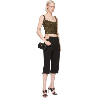 Shop Versace Black Cropped Ring Detail Trousers In A1008 Black