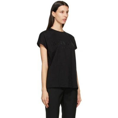 Shop Balmain Black Rhinestone Logo T-shirt In Eap Blk/blk