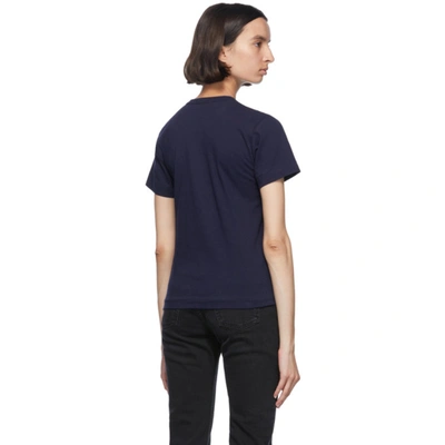 Shop Comme Des Garçons Play Navy & Red Double Hearts T-shirt In 2 Navy