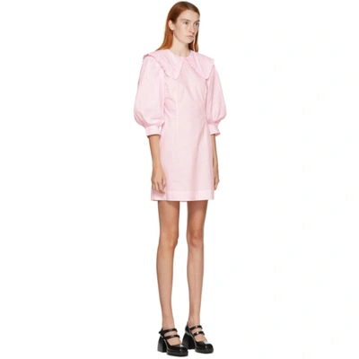 GANNI 粉色 FLORAL PRINTED 短款有机棉连衣裙
