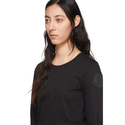 Shop Moncler Black Logo Patch Long Sleeve T-shirt In 999 Black