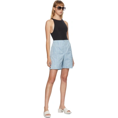 Shop Gucci Blue Gg Stripe Bowling Shorts In 4681 Azure/