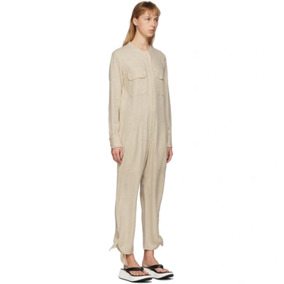 Shop Isabel Marant Off-white Silk Tacaia Jumpsuit In 23ec Ecru